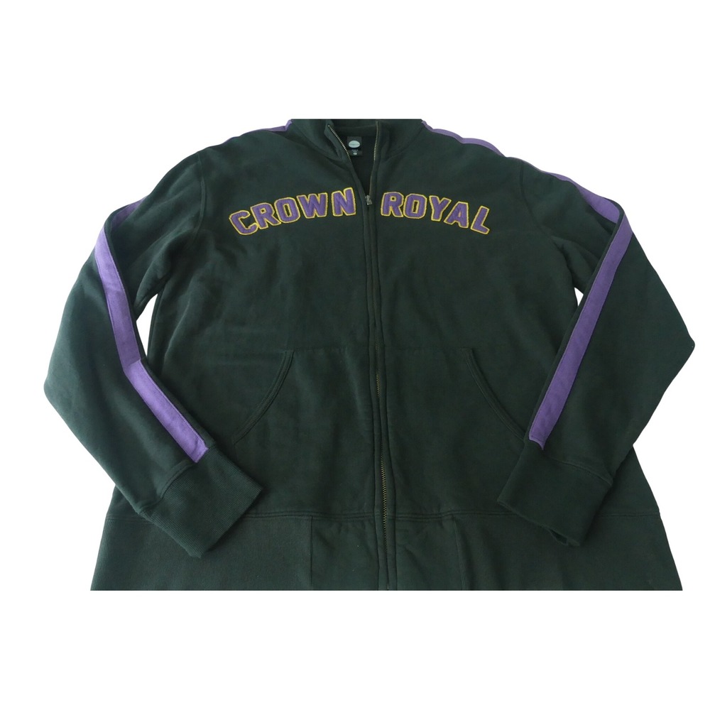Crown Royal Tangerine Mens Black Purple Track Jacket Full Zip Large Spellout